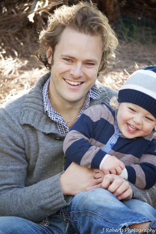 Father and son laughing - family portrait photography sydney